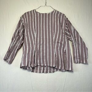 Sandro Iman Burgundy striped blouse with back snaps